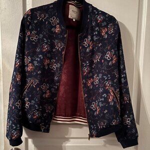 Zara Size L Navy Blue Floral Jacket
